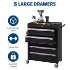 Servante d'atelier à roulettes, Grand meuble de rangement pour outils, avec serrure à clé, tapis de tiroir, pour garage, atelier, entrepôt