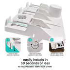 Modern Innovations Grande étagère de chevet, lot de 10, blanc, à clipser, avec porte-gobelet et passe-câbles pour dortoir universitaire, lit superposé, lit en hauteur
