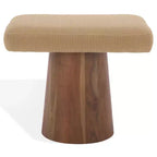 Bennato Wood Base Stool - SFV5797 - Tan/Brown - Safavieh Couture