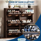 Meuble à chaussures 6 tiroirs basculants avec étagères réglables - Motif floral et poignée diamant, Organisateur d'entrée peu encombrant avec dispositif anti-basculement