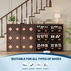 Meuble à chaussures 6 tiroirs basculants avec étagères réglables - Motif floral et poignée diamant, Organisateur d'entrée peu encombrant avec dispositif anti-basculement