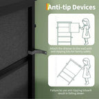 Meuble TV DobleePy 63 avec commode à 9 tiroirs, meuble TV pour téléviseurs de 55 à 70 pouces, meuble de rangement en tissu pour salon et chambre, cadre en métal