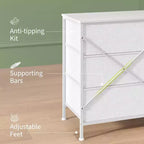 Meuble TV DobleePy 63 avec commode à 9 tiroirs, meuble TV pour téléviseurs de 55 à 70 pouces, meuble de rangement en tissu pour salon et chambre, cadre en métal