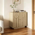 Meuble d'appoint de 30,3 po H avec 1 étagère et garniture dorée, portes cintrées