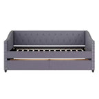 Lit de repos double XL en bois rembourré Christopher Knight Home Drake avec deux tiroirs