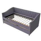 Lit de repos double XL en bois rembourré Christopher Knight Home Drake avec deux tiroirs