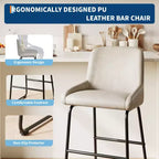 Tabourets de bar modernes en similicuir PU à hauteur de comptoir, lot de 4, chaises rembourrées sans accoudoirs avec dossier et repose-pieds, cadre en métal, pour cuisine ou comptoir