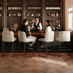Tabourets de bar modernes en similicuir PU à hauteur de comptoir, lot de 4, chaises rembourrées sans accoudoirs avec dossier et repose-pieds, cadre en métal, pour cuisine ou comptoir