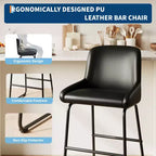 Tabourets de bar modernes en similicuir PU à hauteur de comptoir, lot de 4, chaises rembourrées sans accoudoirs avec dossier et repose-pieds, cadre en métal, pour cuisine ou comptoir