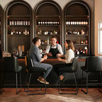 Tabourets de bar modernes en similicuir PU à hauteur de comptoir, lot de 4, chaises rembourrées sans accoudoirs avec dossier et repose-pieds, cadre en métal, pour cuisine ou comptoir