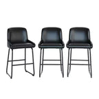 Tabourets de bar modernes en similicuir PU à hauteur de comptoir, lot de 4, chaises rembourrées sans accoudoirs avec dossier et repose-pieds, cadre en métal, pour cuisine ou comptoir