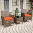Ensemble de mobilier de patio 3 pièces COZONY avec 2 chaises en rotin et 1 table basse en verre, ensemble de conversation extérieur pour balcon, jardin, sièges de piscine