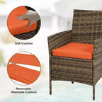 Ensemble de mobilier de patio 3 pièces COZONY avec 2 chaises en rotin et 1 table basse en verre, ensemble de conversation extérieur pour balcon, jardin, sièges de piscine