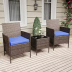 Ensemble de mobilier de patio 3 pièces COZONY avec 2 chaises en rotin et 1 table basse en verre, ensemble de conversation extérieur pour balcon, jardin, sièges de piscine