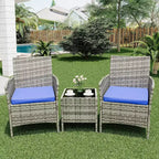 Ensemble de mobilier de patio 3 pièces COZONY avec 2 chaises en rotin et 1 table basse en verre, ensemble de conversation extérieur pour balcon, jardin, sièges de piscine