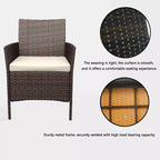 Ensemble de mobilier de patio 3 pièces COZONY avec 2 chaises en rotin et 1 table basse en verre, ensemble de conversation extérieur pour balcon, jardin, sièges de piscine