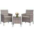 Ensemble de mobilier de patio 3 pièces COZONY avec 2 chaises en rotin et 1 table basse en verre, ensemble de conversation extérieur pour balcon, jardin, sièges de piscine