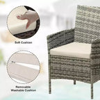 Ensemble de mobilier de patio 3 pièces COZONY avec 2 chaises en rotin et 1 table basse en verre, ensemble de conversation extérieur pour balcon, jardin, sièges de piscine