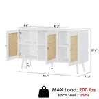 Meuble en rotin, buffet avec 3 portes et étagères réglables, buffet pour couloir, entrée, salon ou cuisine
