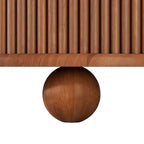 Table basse ronde Whisen 31,8 po avec rangement à porte coulissante dissimulée et base cannelée pour salon