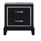 Passion Furniture Livingston Black 2-Drawer 23 in. W Nightstand