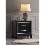 Passion Furniture Livingston Chevet noir à 2 tiroirs de 23 po de largeur