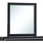 Passion Furniture Livingston Miroir de commode rectangulaire en bois noir, 36 po L x 40 po H