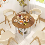 Costway Table de salle à manger ronde pliante à abattants avec 2 étagères pour petits espaces