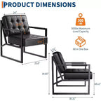 Fauteuil d'appoint moderne du milieu du siècle, fauteuil rembourré en cuir PU avec coussin épais et cadre métallique robuste, fauteuil de salon rétro pour chambre à coucher