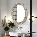 Miroir mural rond GDFStudio Willowcrest 23,6 de style ferme vintage avec cadre en bois perlé