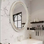 Miroir mural rond GDFStudio Willowcrest 23,6 de style ferme vintage avec cadre en bois perlé