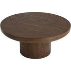 Table basse piédestal Regency Hill Owen 36 po en bois, style rustique moderne, finition noyer