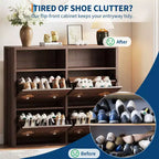 Meuble à chaussures à 4 tiroirs basculants avec étagères réglables, rangement ouvert, motif floral, poignée diamant, organiseur à chaussures en bois mince pour entrée et couloir