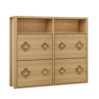 Meuble à chaussures à 4 tiroirs basculants avec étagères réglables, rangement ouvert, motif floral, poignée diamant, organiseur à chaussures en bois mince pour entrée et couloir