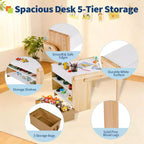 Ensemble de table et chaise pliantes, ensemble table d'activités et 1 chaise, bureau de jeux créatifs avec 2 boîtes de rangement, table réglable pour l'école et la maison