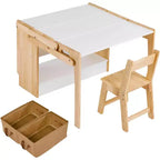 Ensemble de table et chaise pliantes, ensemble table d'activités et 1 chaise, bureau de jeux créatifs avec 2 boîtes de rangement, table réglable pour l'école et la maison