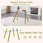 Ora Maison Table de salle à manger moderne en verre trempé Table de cuisine avec base en métal et coins arrondis sécurisés