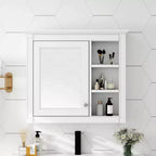 AMMER 30'' x 28'' Medicine Cabinet, Wall Mounted Bathroom Storage Cabinet, Bathroom Wall Cabinet with Mirror, Mirror Cabinet with 3 Open Shelves