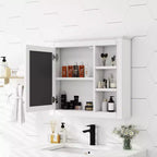 AMMER Armoire à pharmacie 76 x 71 cm, Meuble de rangement mural pour salle de bain, Meuble haut de salle de bain avec miroir, Armoire miroir avec 3 étagères ouvertes