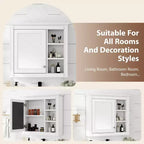 AMMER Armoire à pharmacie 76 x 71 cm, Meuble de rangement mural pour salle de bain, Meuble haut de salle de bain avec miroir, Armoire miroir avec 3 étagères ouvertes