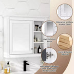 AMMER Armoire à pharmacie 76 x 71 cm, Meuble de rangement mural pour salle de bain, Meuble haut de salle de bain avec miroir, Armoire miroir avec 3 étagères ouvertes