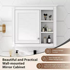 AMMER Armoire à pharmacie 76 x 71 cm, Meuble de rangement mural pour salle de bain, Meuble haut de salle de bain avec miroir, Armoire miroir avec 3 étagères ouvertes