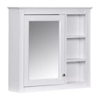 AMMER Armoire à pharmacie 76 x 71 cm, Meuble de rangement mural pour salle de bain, Meuble haut de salle de bain avec miroir, Armoire miroir avec 3 étagères ouvertes