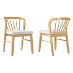 Chaise de salle à manger sans accoudoirs Christopher Knight Home Preston en bois d'hévéa de style milieu de siècle avec assise rembourrée et dossier Windsor