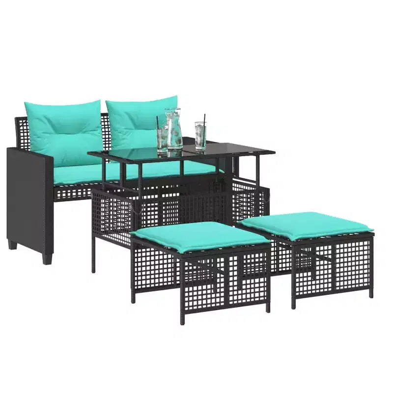 vidaXL Salon de jardin noir en rotin PE Grandes housses amovibles