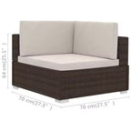 vidaXL Lot de 2 sièges d'angle en résine tressée marron standard modulable