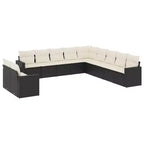 vidaXL Garden Sofa Set Black PE Rattan Large Adjustable Feet
