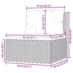vidaXL Canapé de jardin central en rotin PE noir 54 x 54 x 55 cm
