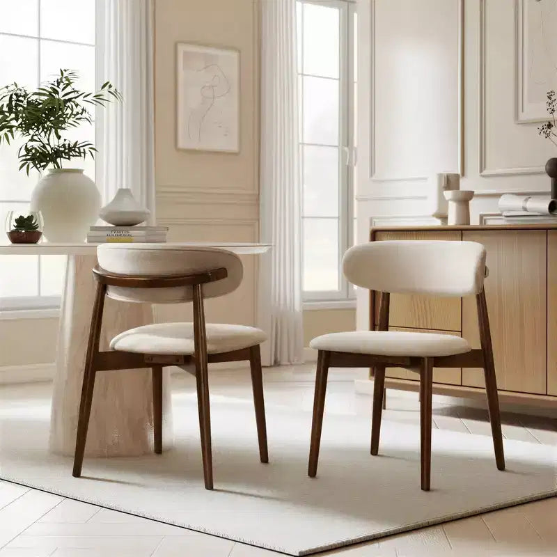Chaises de salle à manger rembourrées Arnott de Roundhill Furniture, ensemble de 2, finition noyer