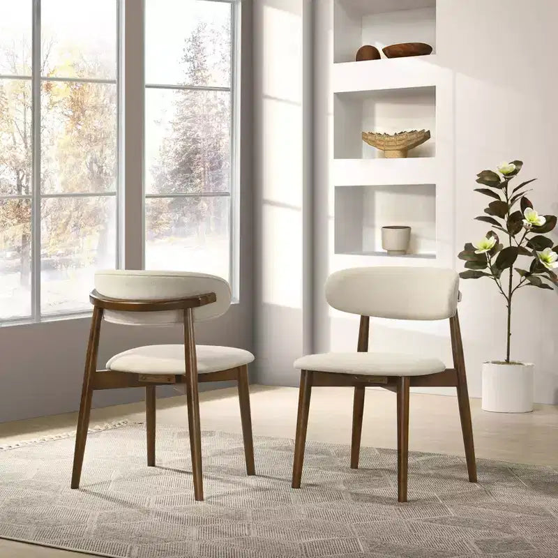 Chaises de salle à manger rembourrées Arnott de Roundhill Furniture, ensemble de 2, finition noyer
